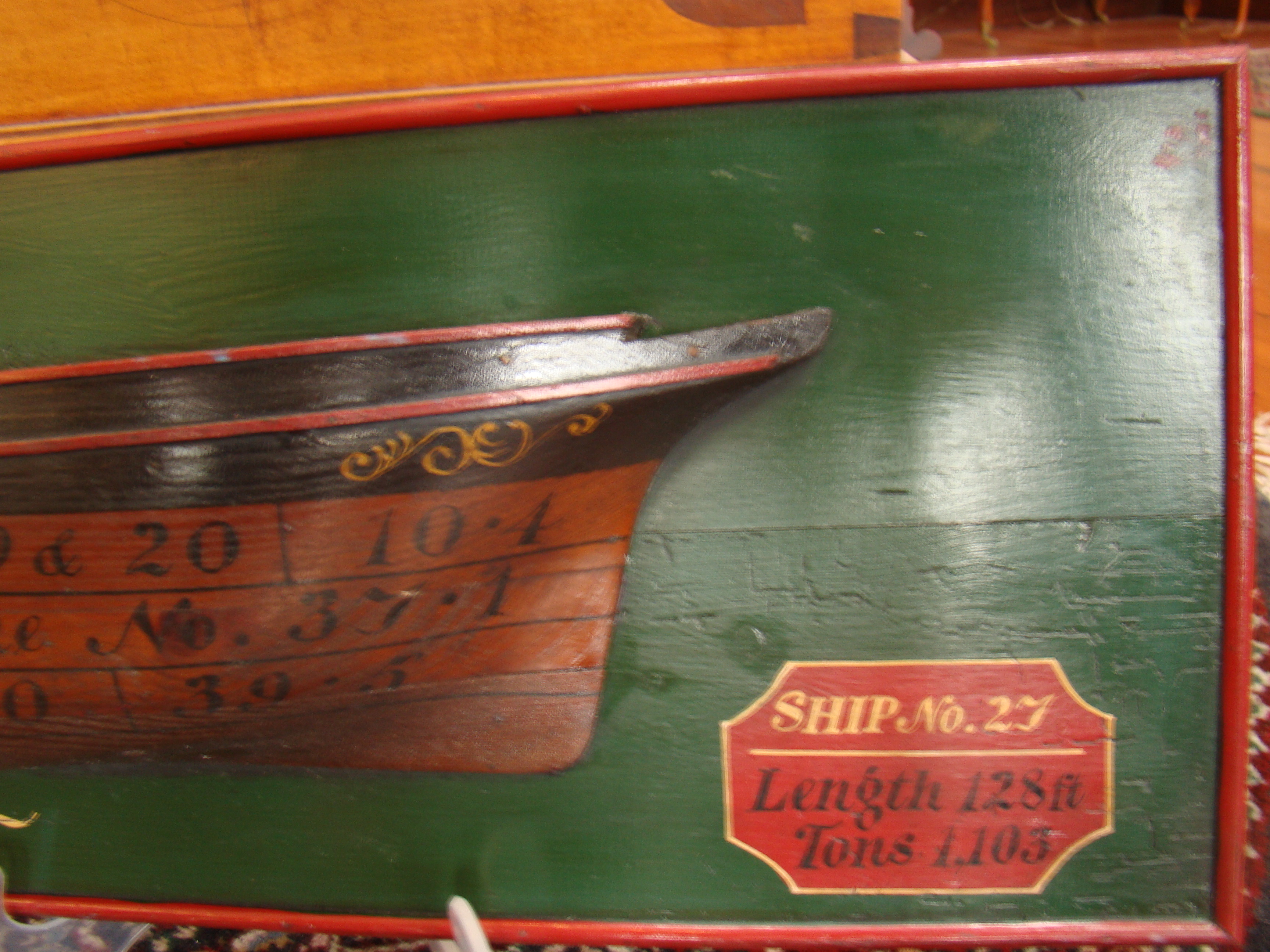A vintage ship builder's half hull model inscribed "H V Potts, Naval architect, Harwich, MA., 1857" — image 2