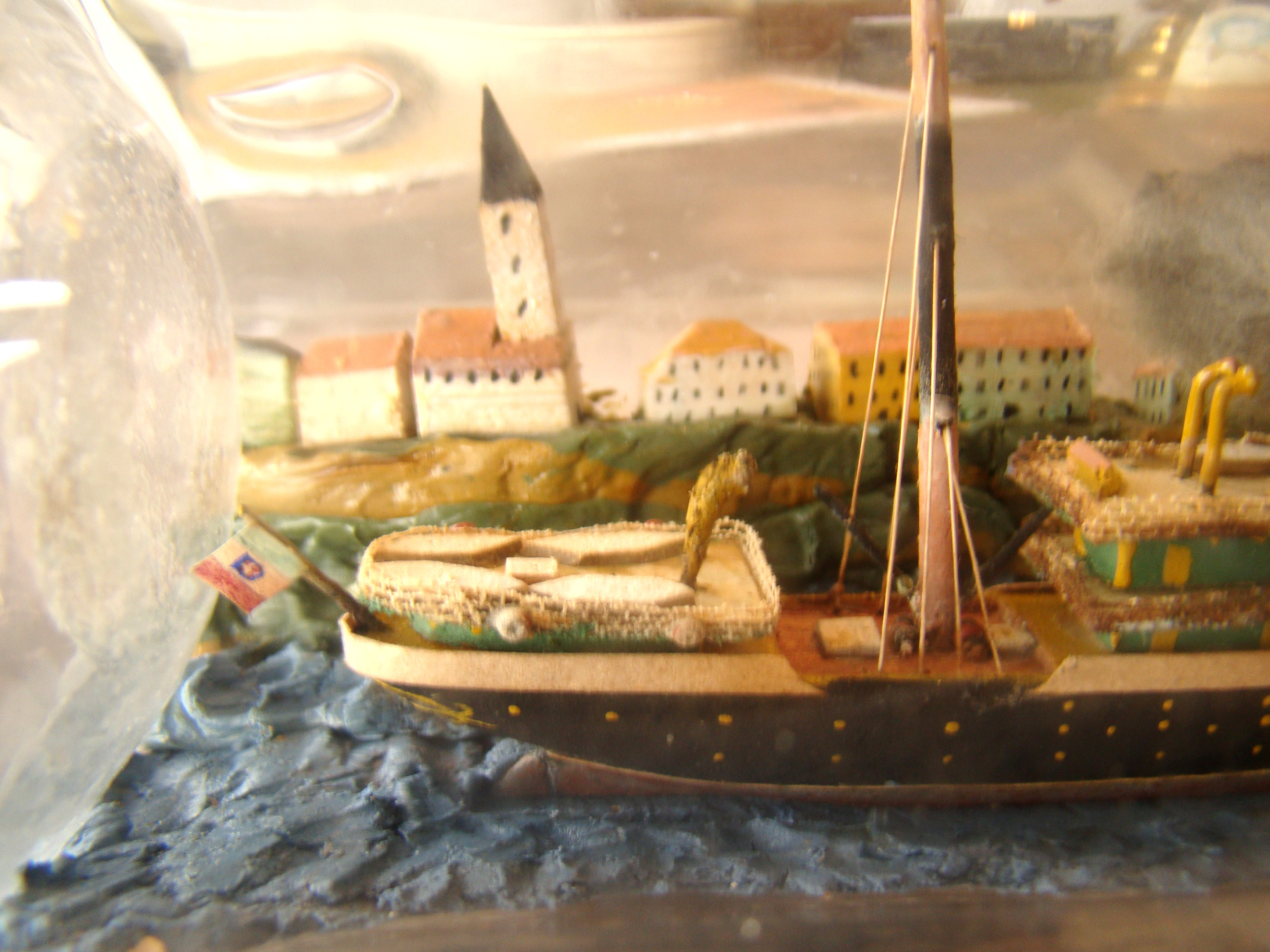A fine antique three-funneled passenger liner ship-in-a bottle circa 1910 — image 3