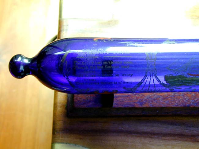 Sailor's Blue Glass Souvenir Rolling Pin circa 1860 — image 2