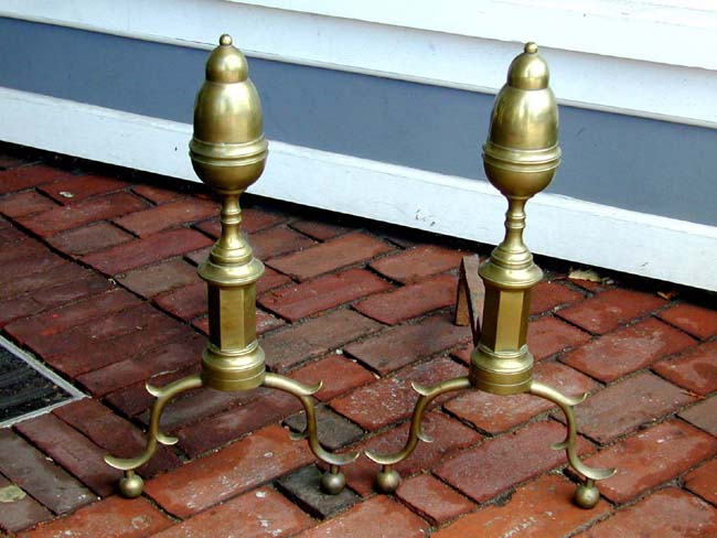 Pair of American Federal Andirons with Acorn Top Circa 1800-1810