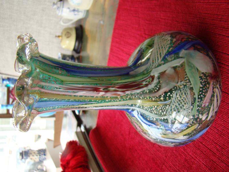 A fine vintage MURANO glass multicolored vase