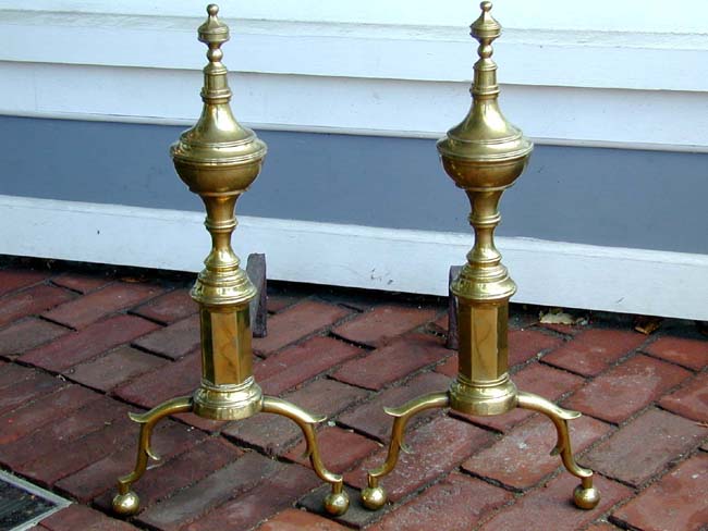 Fine Pair of Spire and Urn Form Andirons, Boston, circa 1800