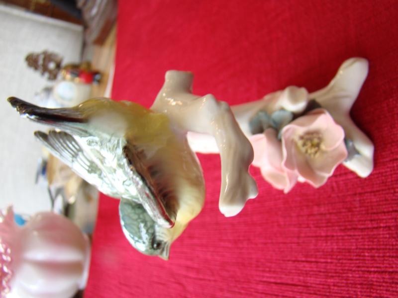 A vintage bird on a branch with flowers below  by HEREND of Hungary — image 3
