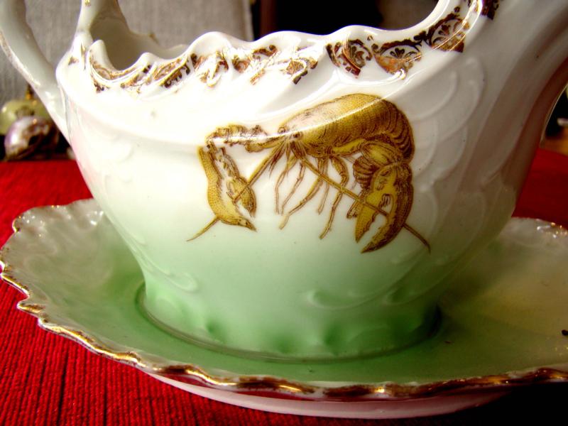 A beautiful vintage hand painted fish sauce boat circa 1920 — image 2