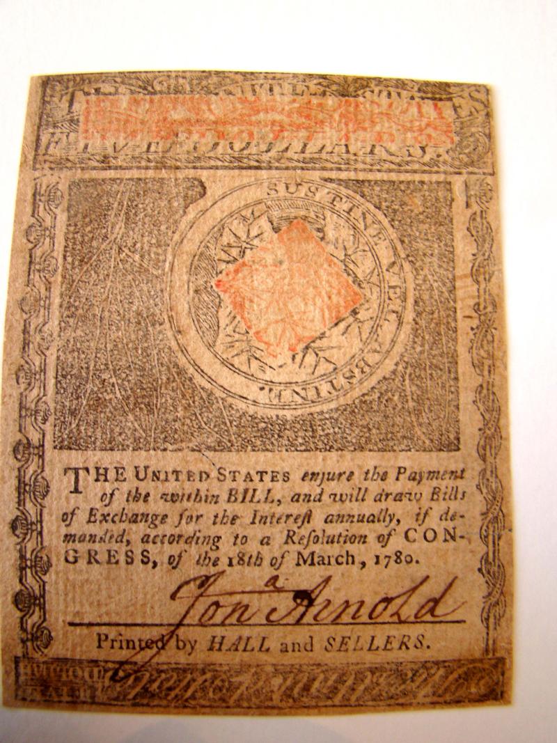 A RARE State of Rhode Island $5.00 note issued July 2, 1780, serial No.2 — image 2