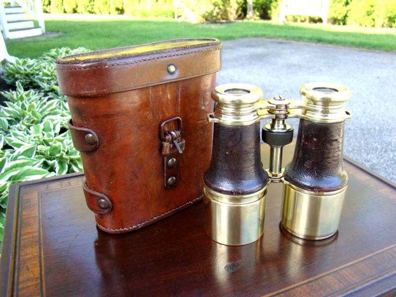 A fine pair of British army field glasses with the original leather case circa 1915