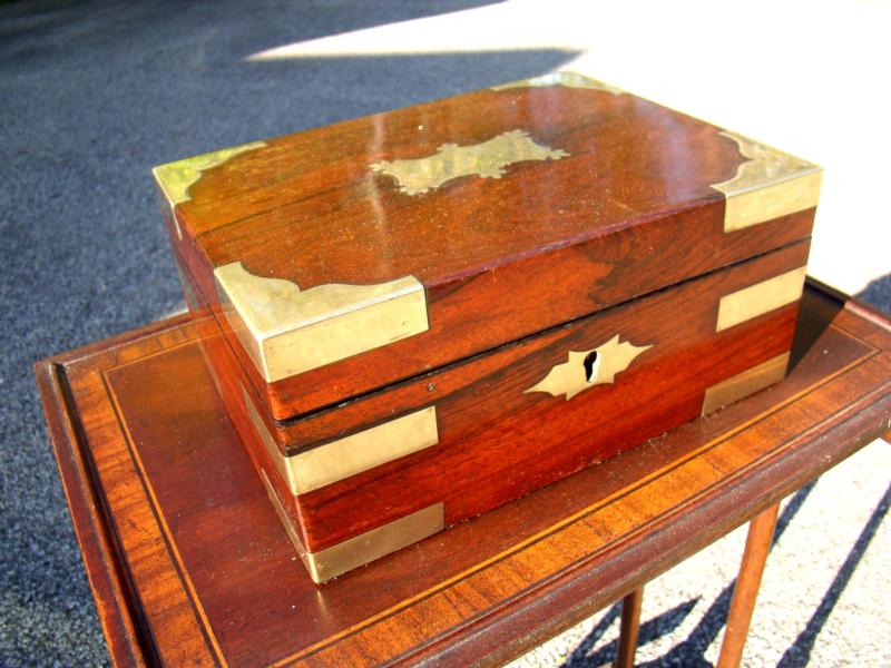 An attractive English Regency period brass inlaid rosewood box circa 1820