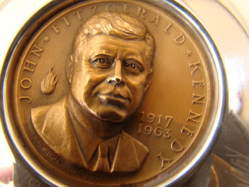 A RARE bronze medallion commemorating the life of Pres. John F. Kennedy