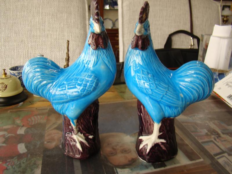 A RARE pair of Chinese porcelain chickens circa 1890