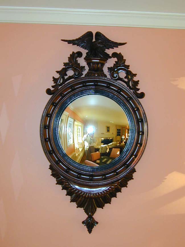 Rare Regency Period Mahogany Convex Mirror Circa 1810