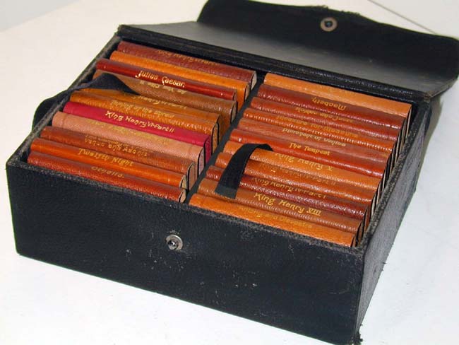 Complete Works of William Shakespeare in 22 Miniature Leather Bound Volumes Circa 1900
