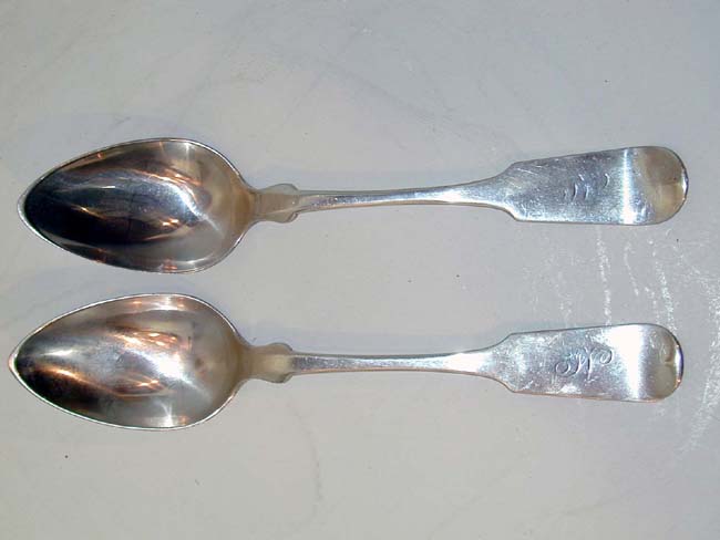 Pair of American Coin Silver Tablespoons By Salisbury & Co., N.Y., Circa 1835