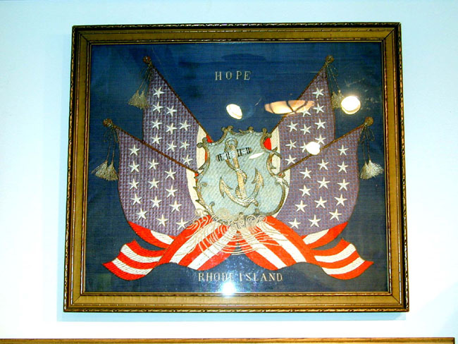 Late 19th or Early 20th Century Silkwork Flag of Rhode Island 