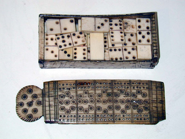 French Napoleonic Prisoner-of-War Bone Games Box Circa 1800