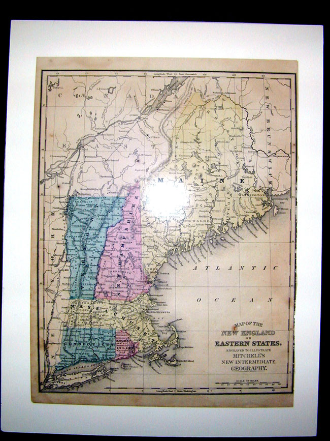 Mitchell's Map of New England Published in 1864