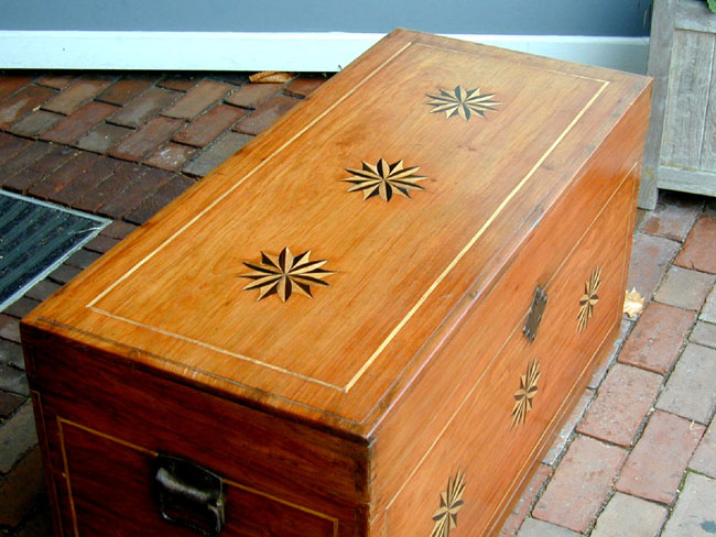 Outstanding Seaman's Chest With Inlaid Stars Circa 1850 — image 2