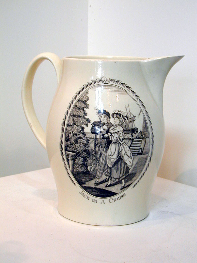 Charming Liverpool Pitcher Depicting A Sailor's Farewell circa 1800