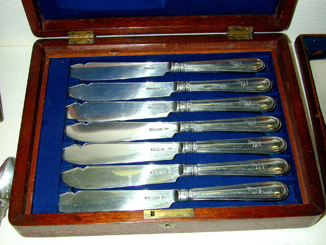 A Set of 14 English Sterling Silver Fish Knives By George Angell of London 1873 — image 2