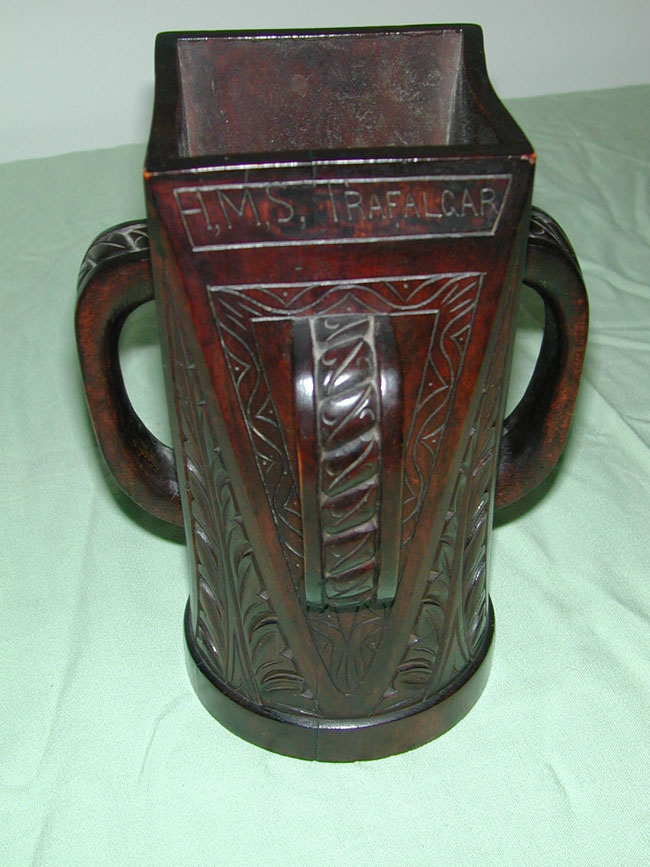 Rare Sailor-Carved 19th Century Wooden Four-Handled Mug circa 1850-1860 — image 2