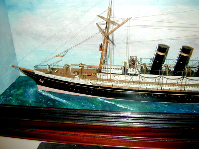 A Late 19th Century Cased Waterline Model of the Steamship "PARIS" Circa 1890