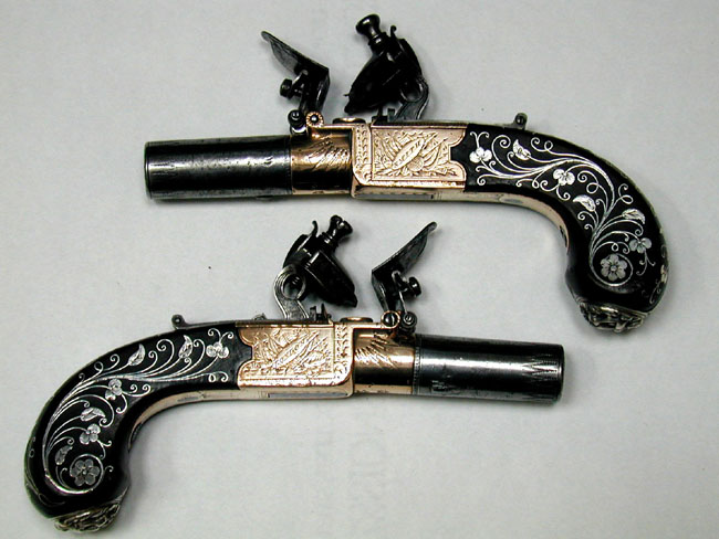 Fine Pair of English Flintlock Pocket Pistols Circa 1800.