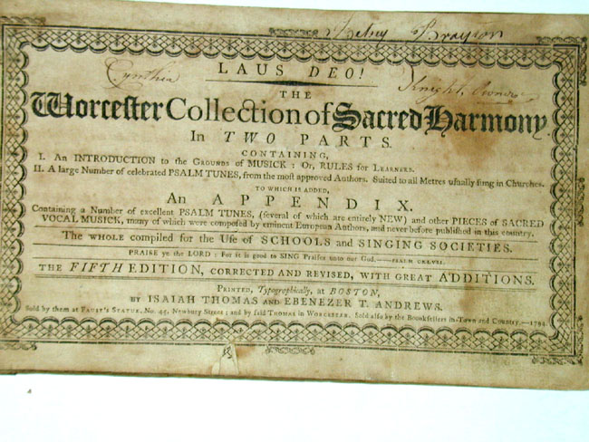 Rare Late 18th Century American Hymnal Book Dated 1794