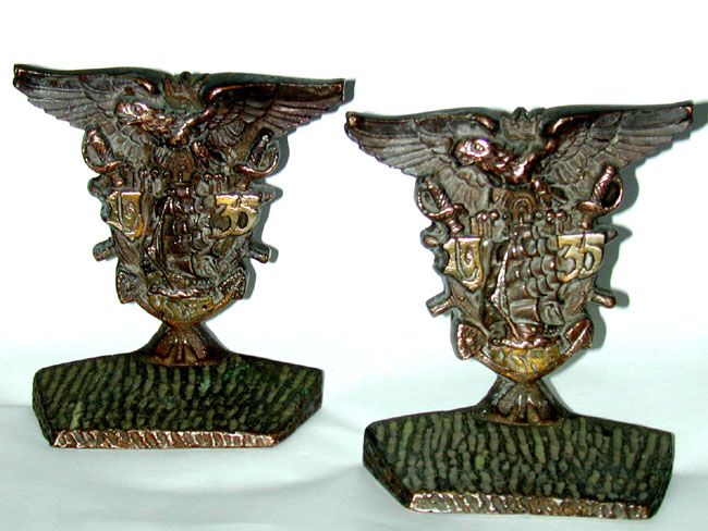 Pair of U.S. Naval Academy Bronze Bookends Dated 1935