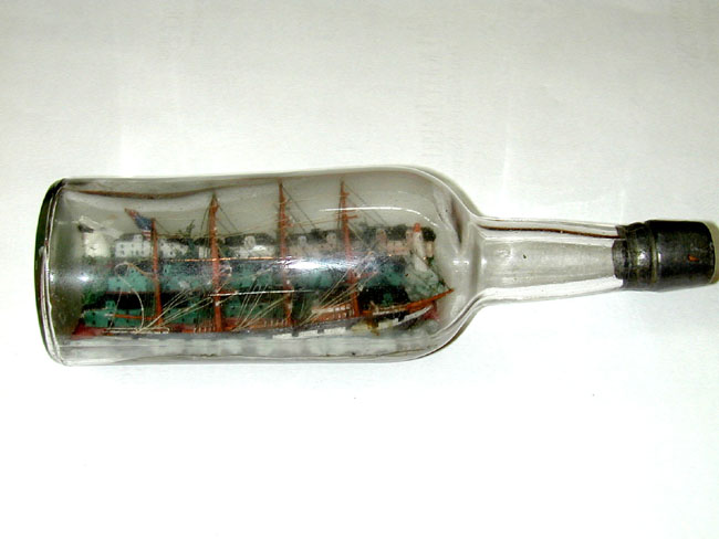 Rare Antique American Ship-in-a Bottle Dated 1898