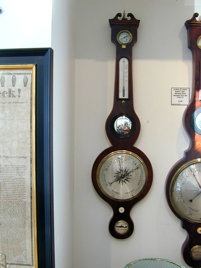 An Antique English Wheel or Banjo Barometer Signed Barloni, Shrewsbury, Circa 1840