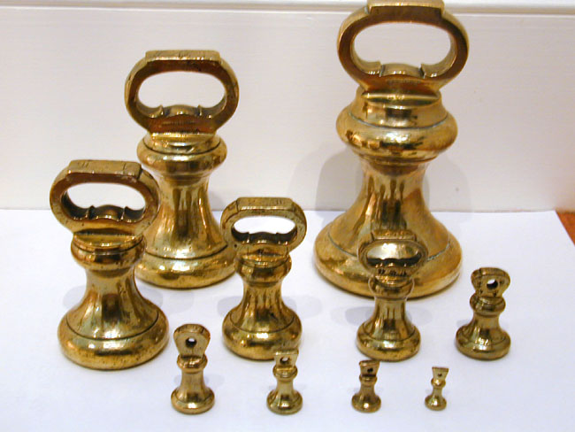 Set of 10 Antique Brass Bell Weights