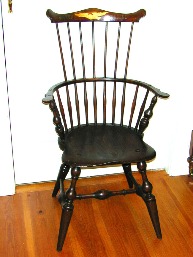 Wallace Nutting Comback Armchair Inscribed 'Boston College' With Eagle Circa 1918