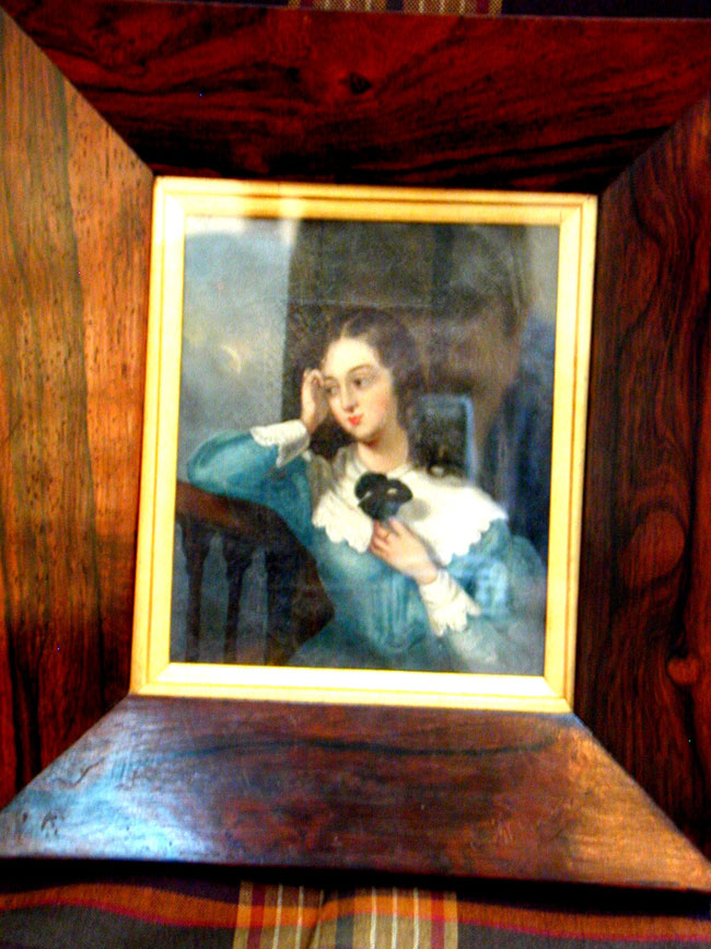 Charming China Trade  Painting of a Young Lady circa 1830-1840