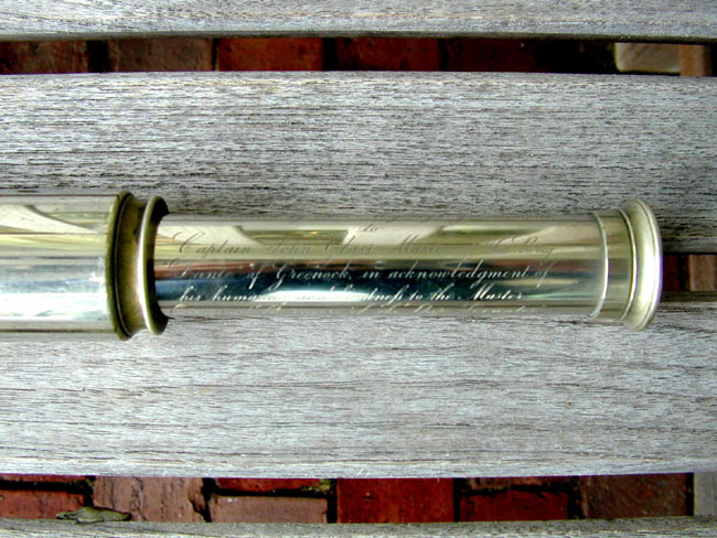 Historic Antique Presentation Life Saving Telescope Dated 1862
