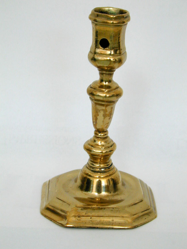 A Single English Queen Anne Period Brass Candlestick Circa 1710
