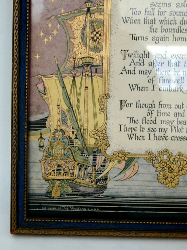 Framed Antique Art Deco Poem by Alfred Lord Tennyson Entitled 'Crossing the Bar' — image 2
