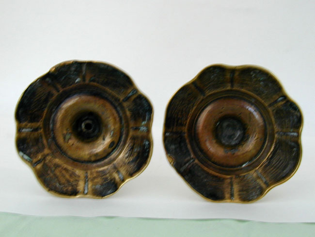 Pair of English Queen Anne Brass Candlesticks circa 1710-1730