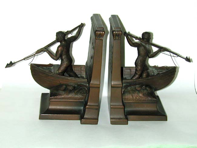 Pair of Antique New Bedford Whaling Monument Bronze Bookends — image 2