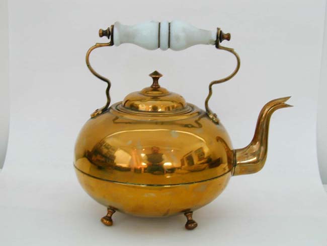 Antique English Victorian Brass Tea Kettle Circa 1880
