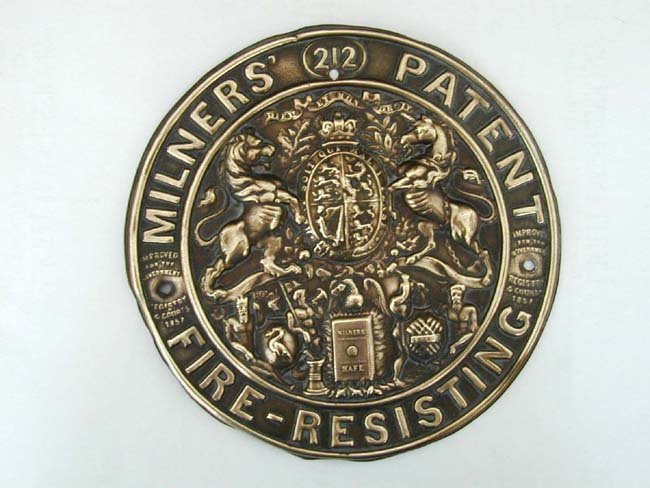 Antique Brass Safe Advertisng Plate Circa 1857