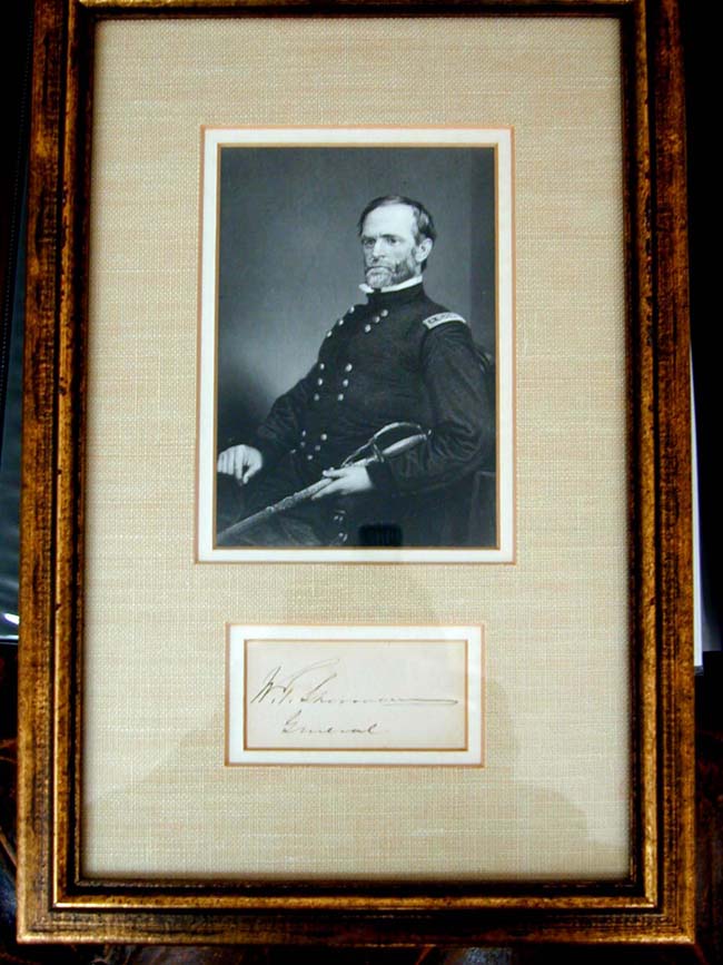 Antique Print and Autograph of Civil War Gen. William T. Sherman
