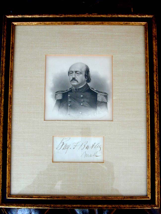 19th century Autograph and Engraving of Civil War General Benjamin F. Butler of Massachusetts