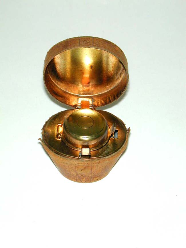 19th Century Miniature Leather Hat Box Form Inkwell