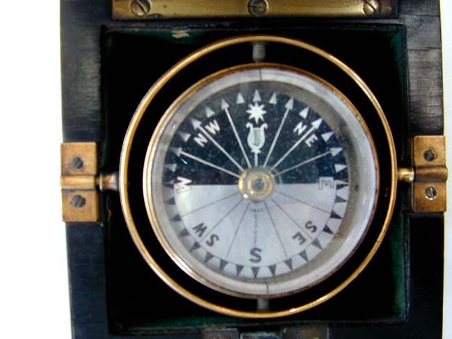 Fine and Rare mid 19th Century Prismatic Gimbaled Compass in Walnut Case — image 2