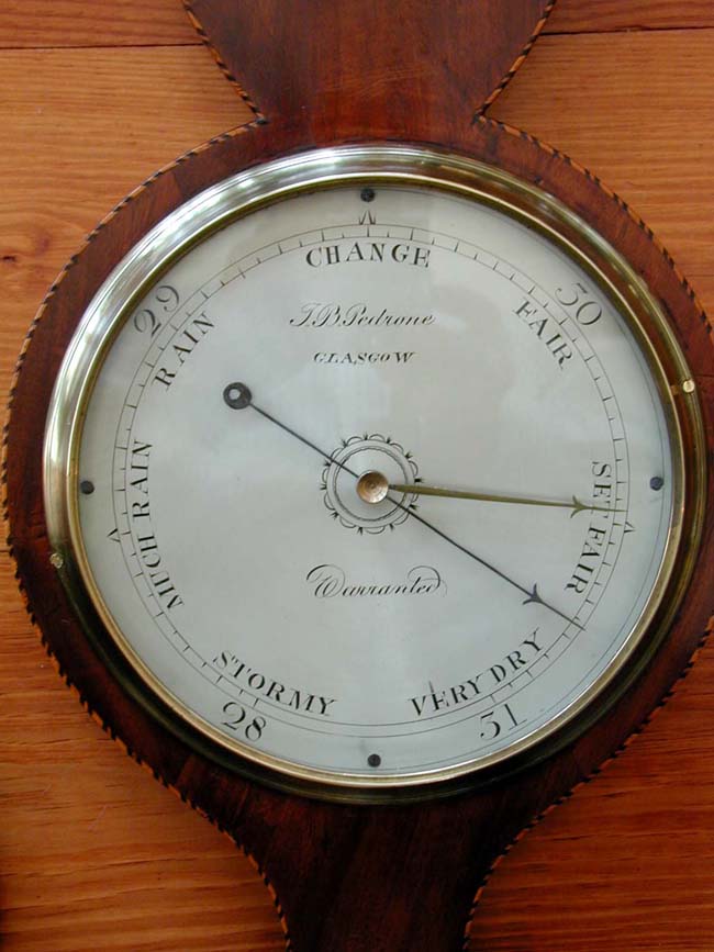 Beautiful Early 19th Century Inlaid Mahogany Barometer Signed "J.B. Pedrone, Glasgow"l — image 2