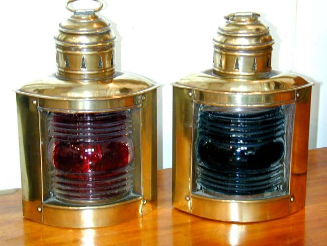 Pair of Late 19th Century Brass Port and Starboard Running Lights