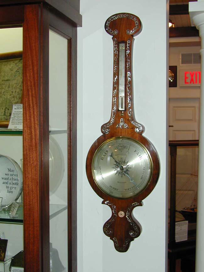 Victorian Mother-of-Pearl Inlaid Rosewood Barometer Signed "Barnascone" Circa 1860