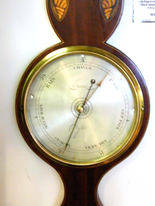 Antique Wheel Barometer With Inlays Signed "Mark Salmoni, Oxford" circa 1820