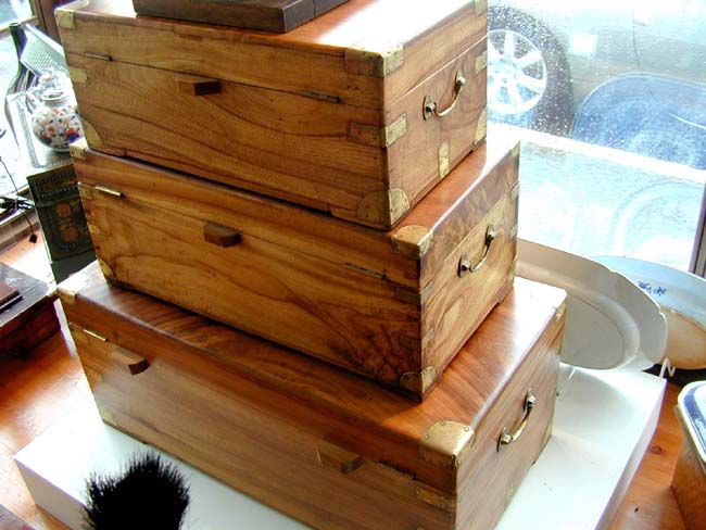 Medium Sized Antique China Trade Campforwood Trunk circa 1850