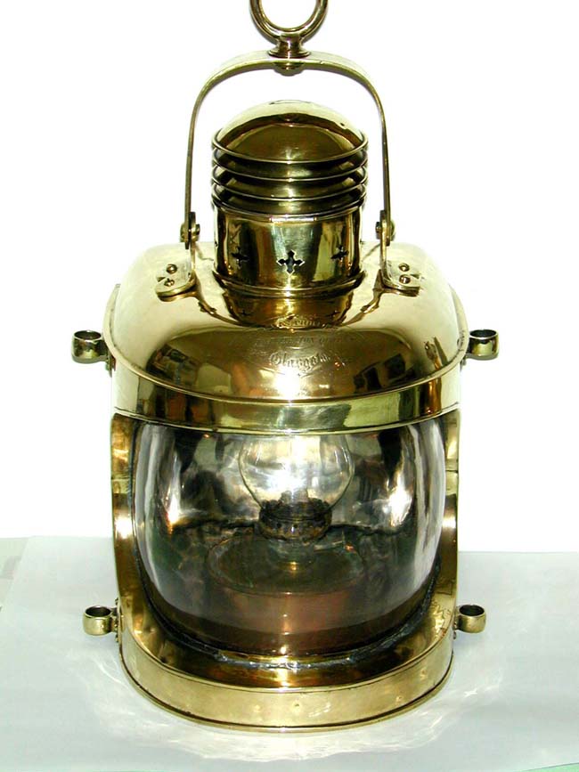 Fine and Rare All Brass Ship's Mast Head Lamp Circa 1860 Signed "Barclay, Phillips & Co., Glasgow"
