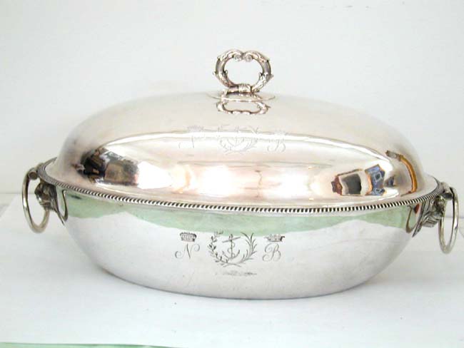 Highly Rare and Important Silver Plated Covered Entree Dish With the Arms of Admiral Lord Nelson 